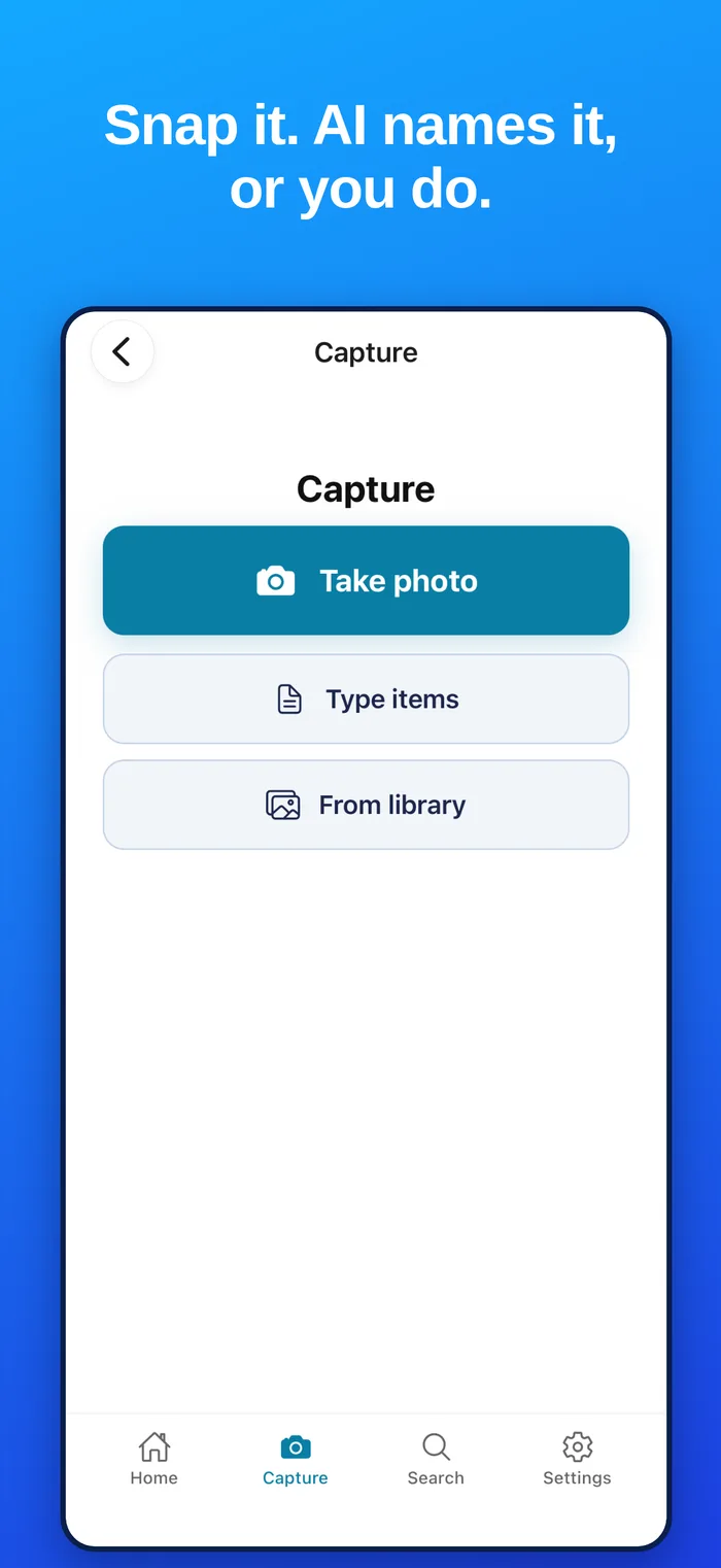 Snap a photo and identify an item in MYBOXai