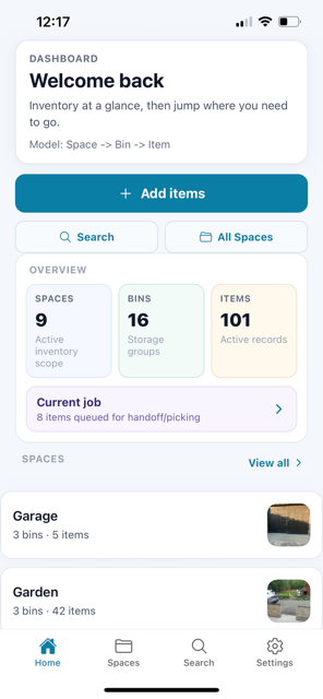Welcome screen in the app — visual context for teams on the floor